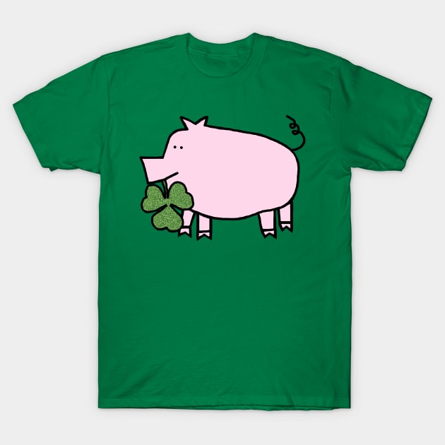 Cute Pig Holding Shamrock for St Patricks Day T-Shirt by ellenhenryart